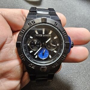 Vince Camuto Quartz Watch VC/1009BLBK The Master Blue Aluminum Black Ion-Plated